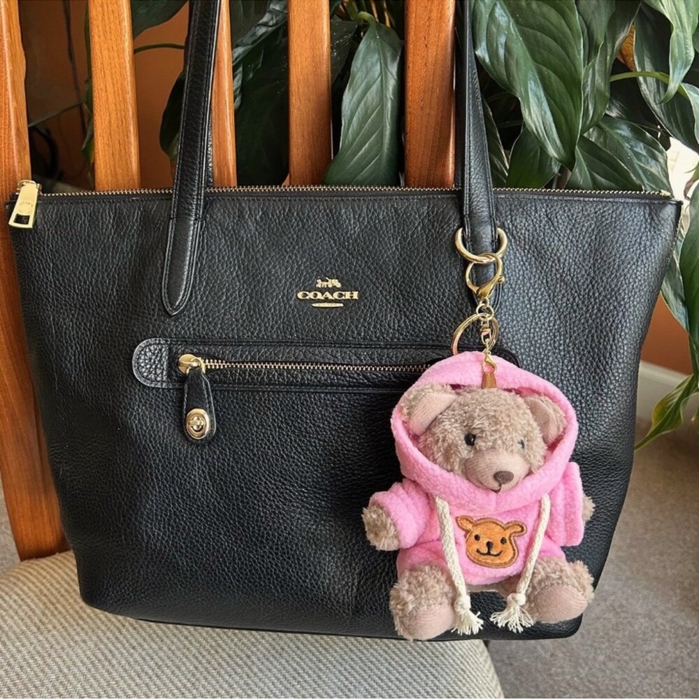 TEDDY BEAR HOODIE Bag Charm Taupe and Pink 🧸 - Picture 3 of 5